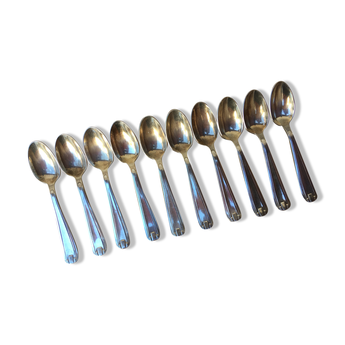 10 silver metal spoons art deco style