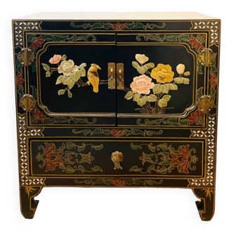 Charming Chinese Lacquer and Mother-of-Pearl Storage Unit 1960