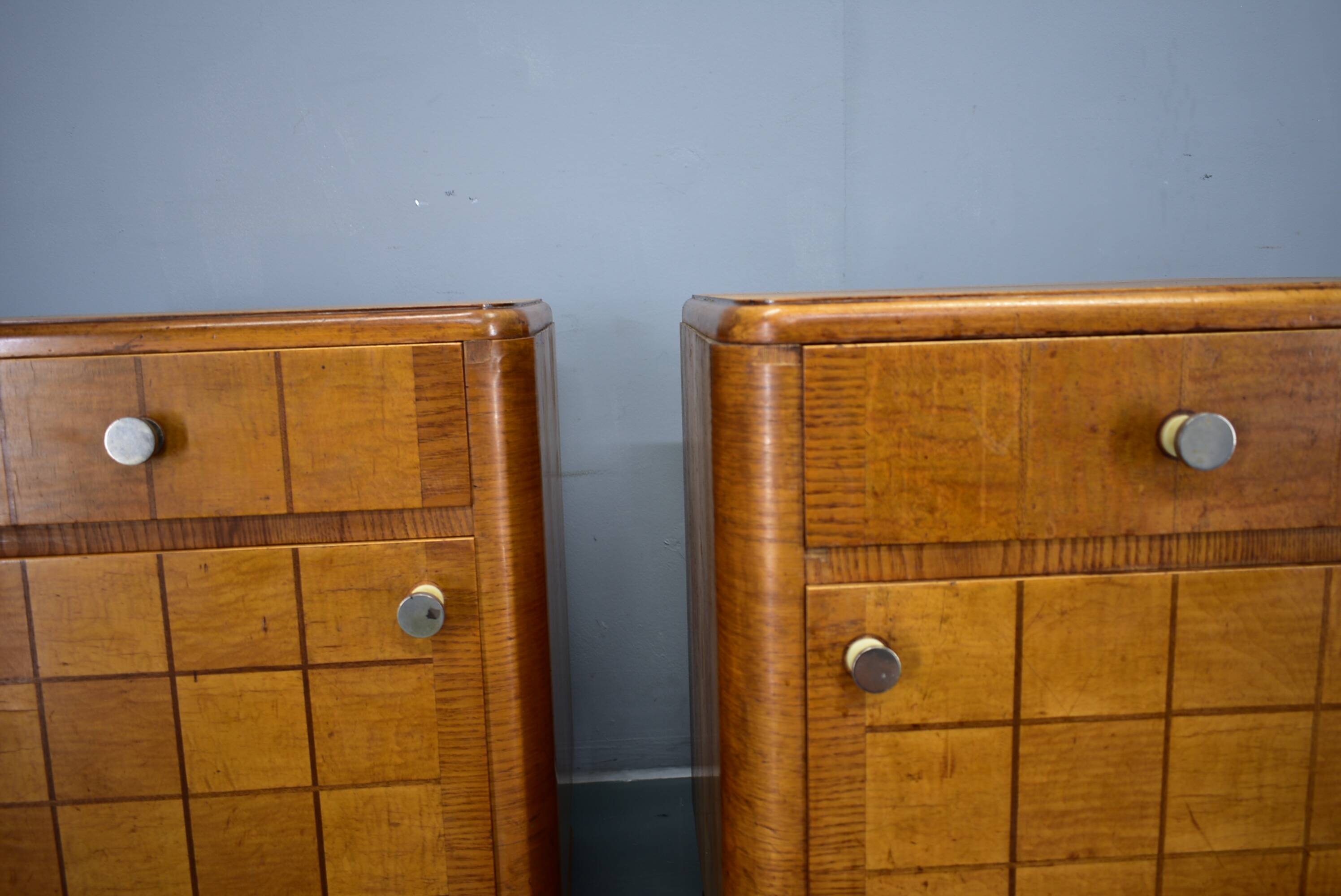 1940s pair of Art Deco bedside tables, Czechoslovakia