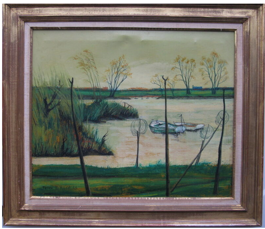 Oil painting on canvas, landscape haute indre, nantes, signed félix billard