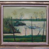 Oil painting on canvas, landscape haute indre, nantes, signed félix billard