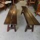 Paire de bancs anciens en bois massif