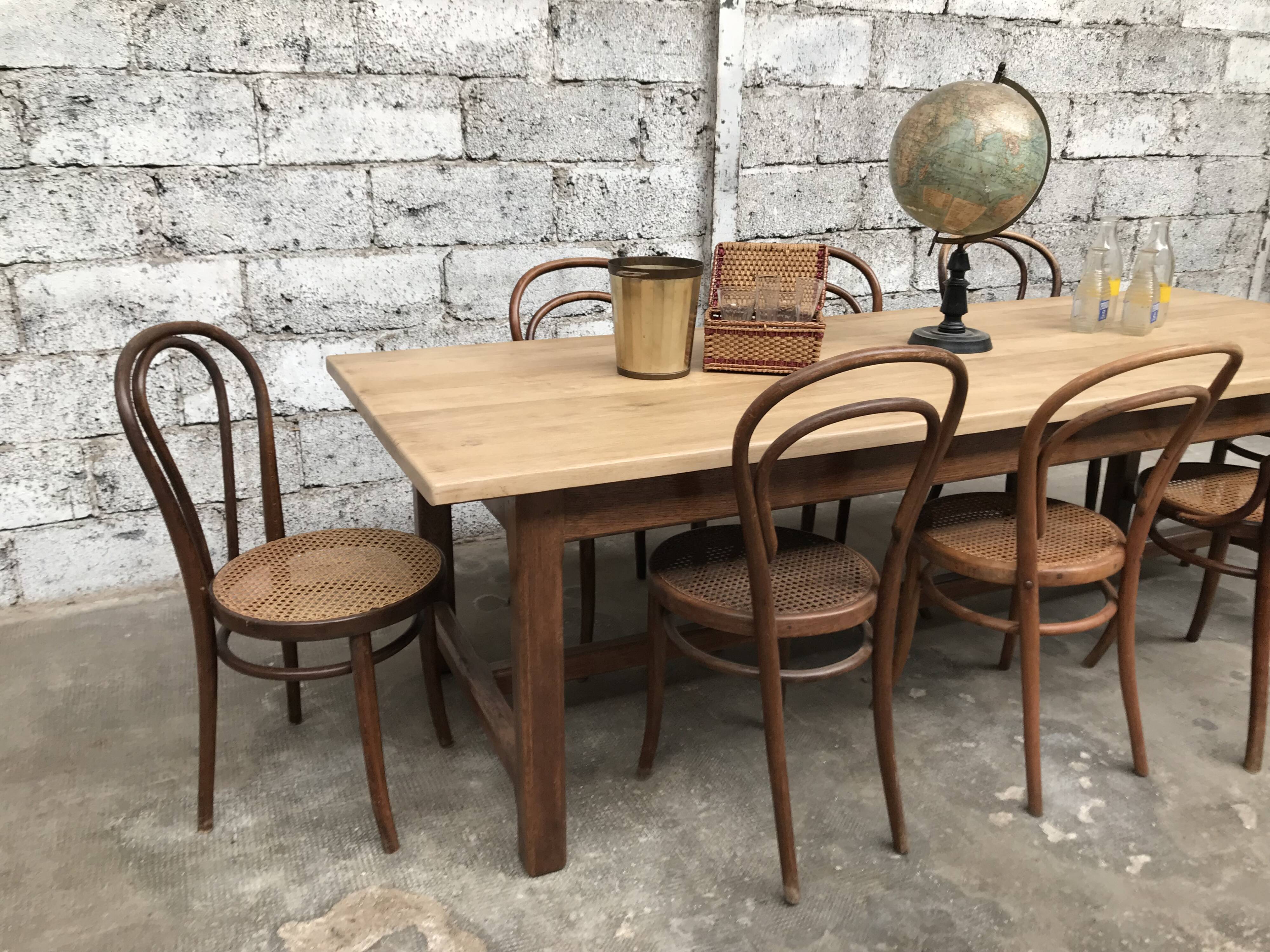 Old oak farm table industrial vintage early twentieth