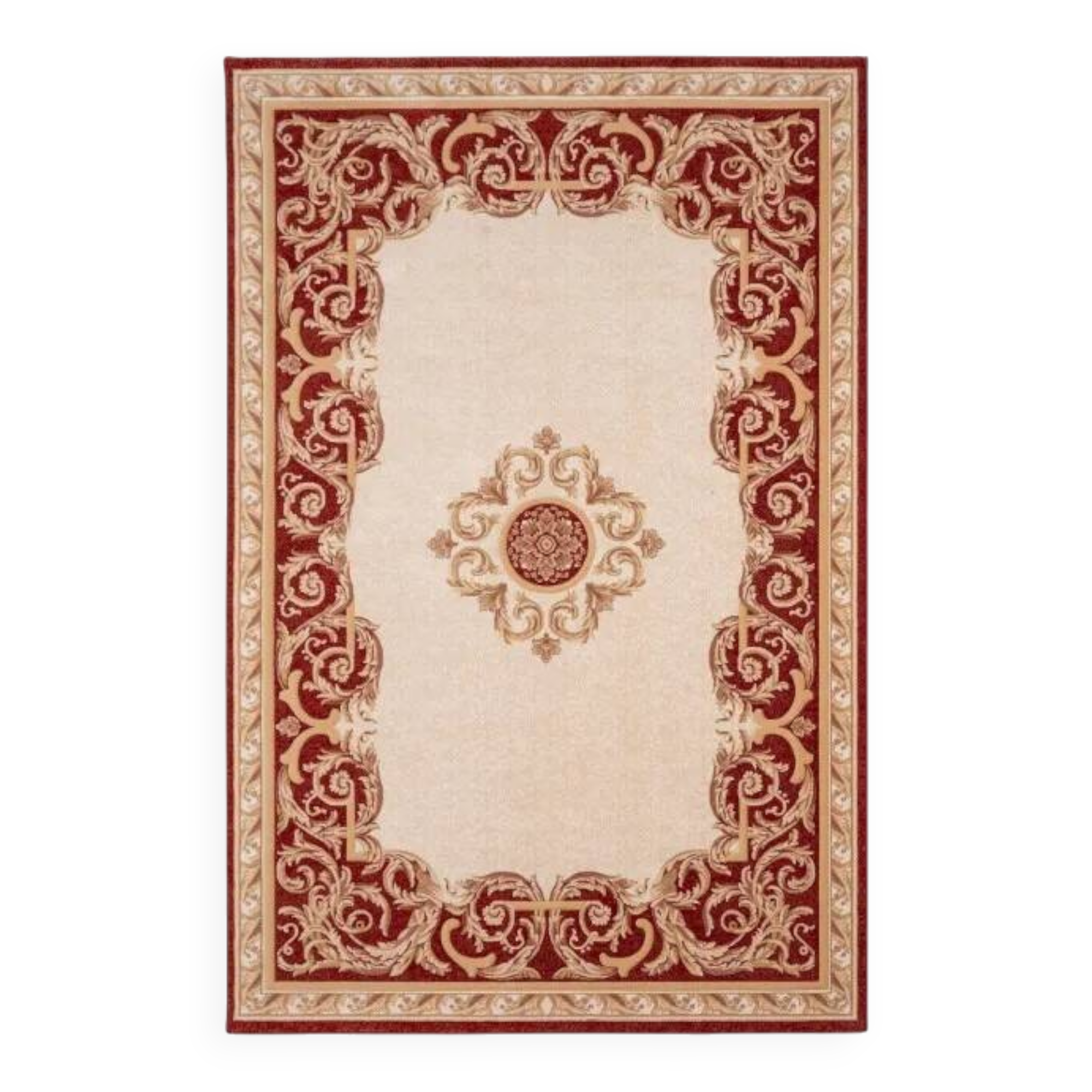 Red and beige oriental pattern rug AMAN in wool