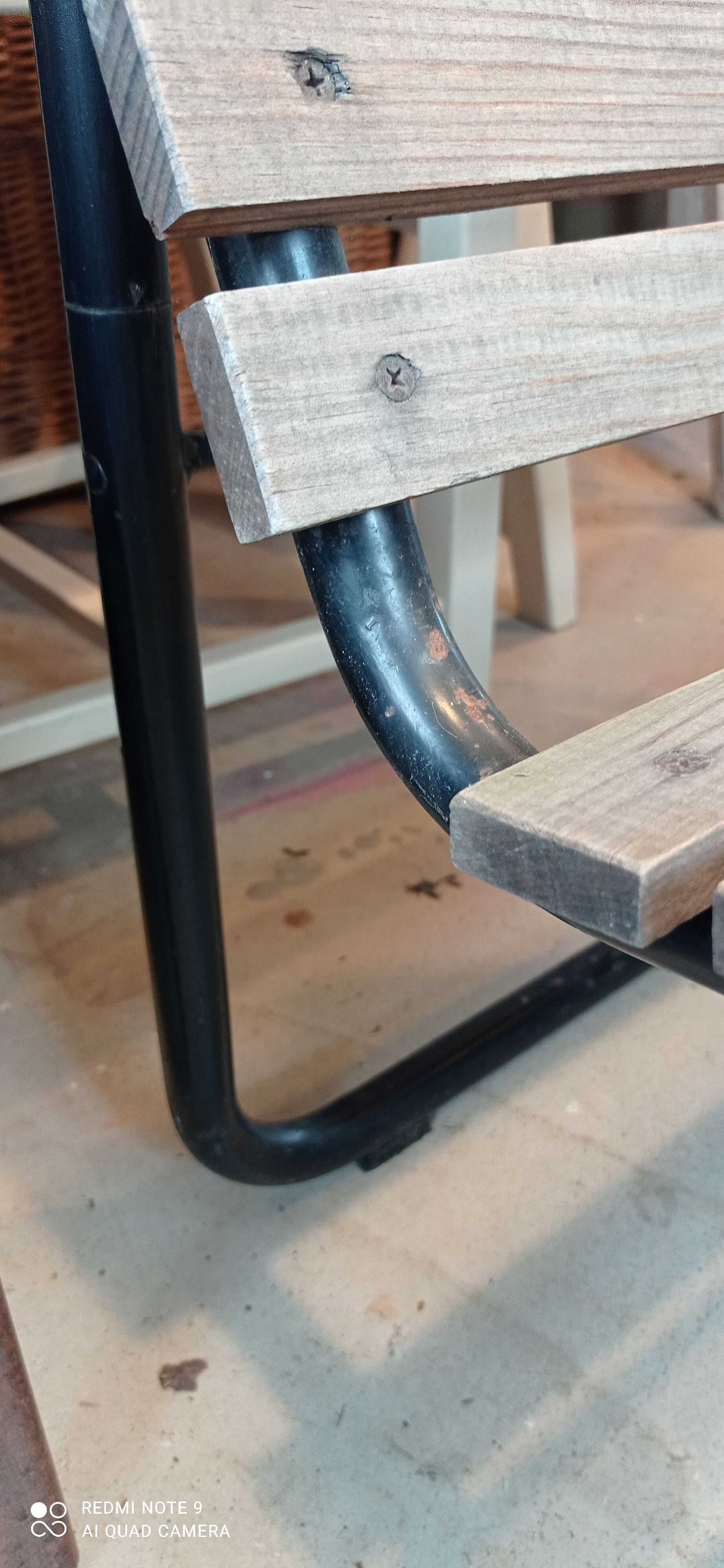 Metal and wood bench