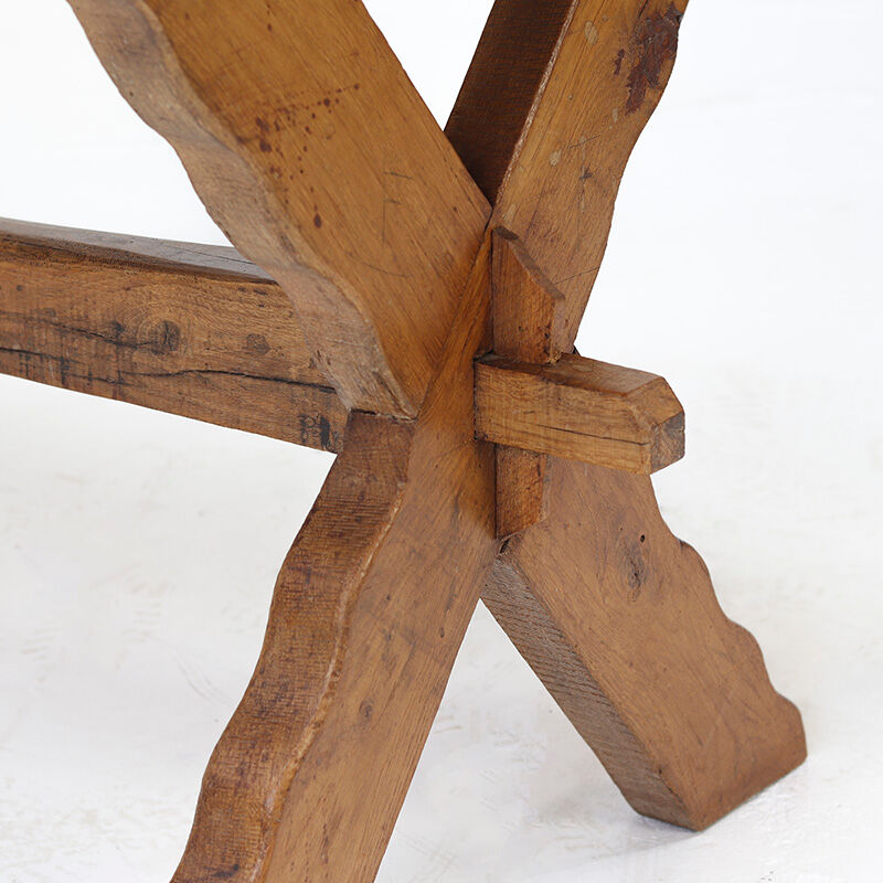 Rustic Oak Brutalist Vintage Dining Table
