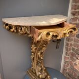 Carved wooden and marble console