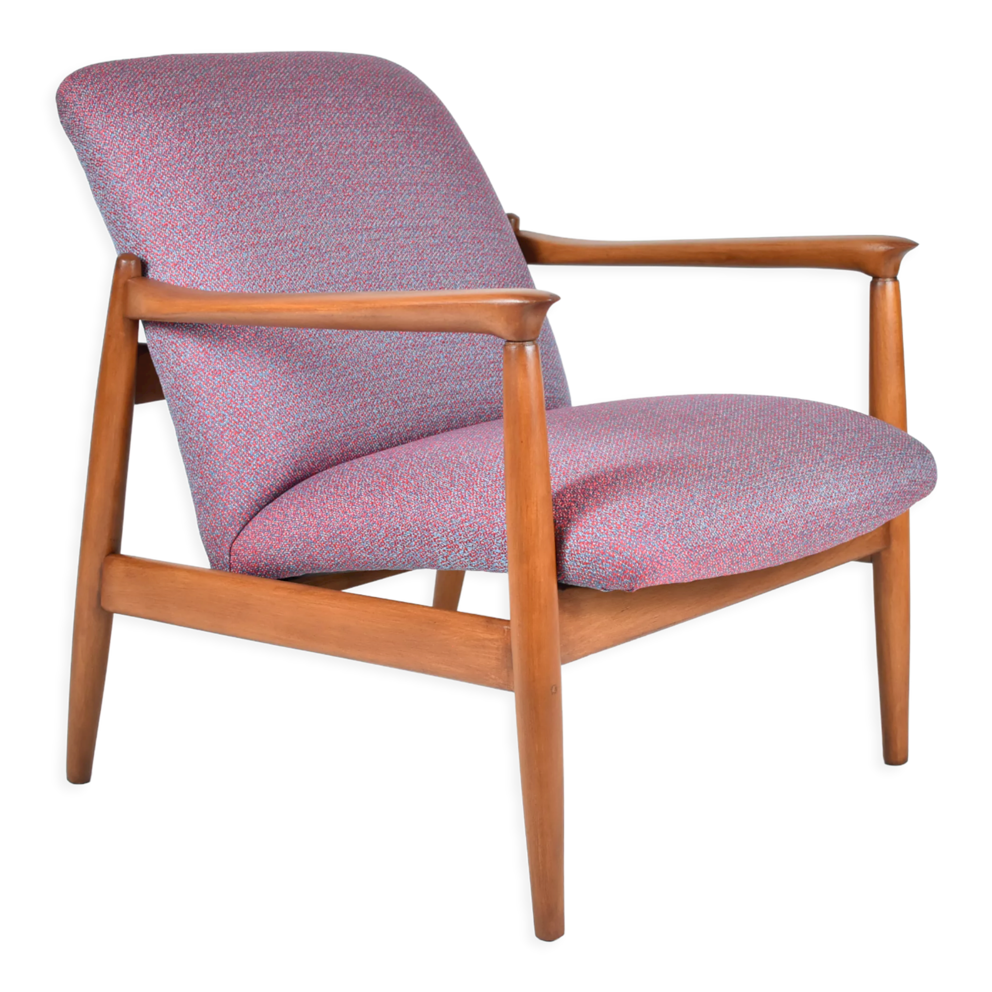 Original restored armchair GFM-64, signed by designer E.Homa, 1960s