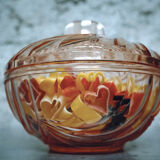 Pink glass art deco candy