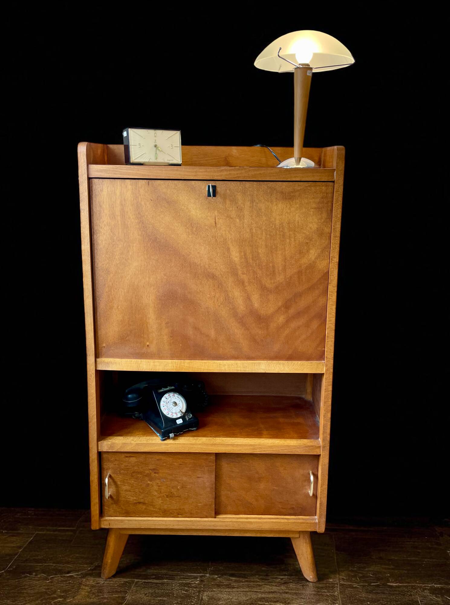 Secrétaire vintage pieds compas en bois