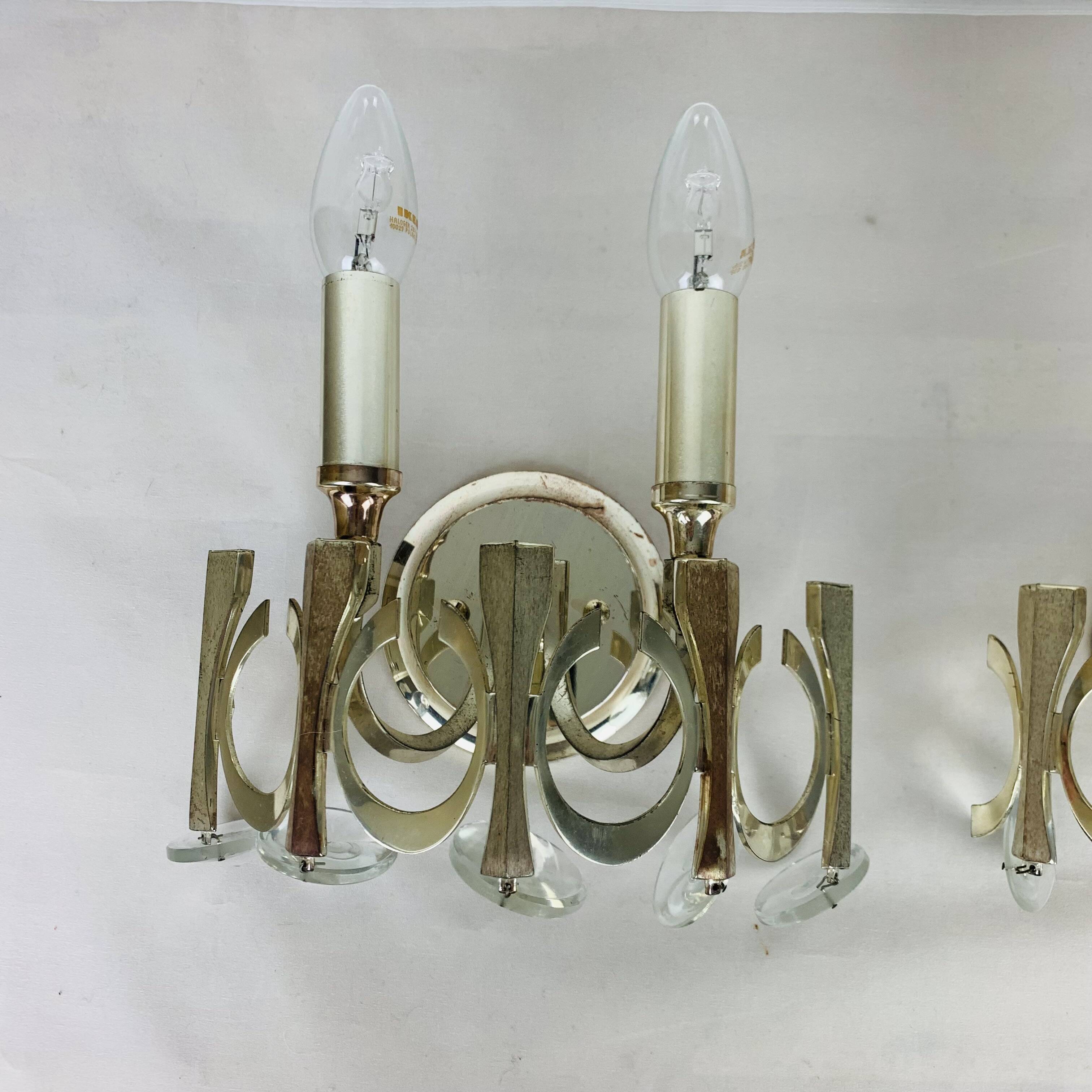 Pair of Ovali wall lights by Sciolari 70s