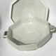 Art Deco soup tureen octagonal porcelain white silver net