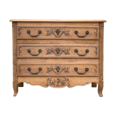 Commode de style Louis XV chêne brut massif, 1920