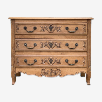 Louis XV style chest of drawers solid raw oak, 1920