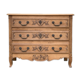 Louis XV style chest of drawers solid raw oak, 1920