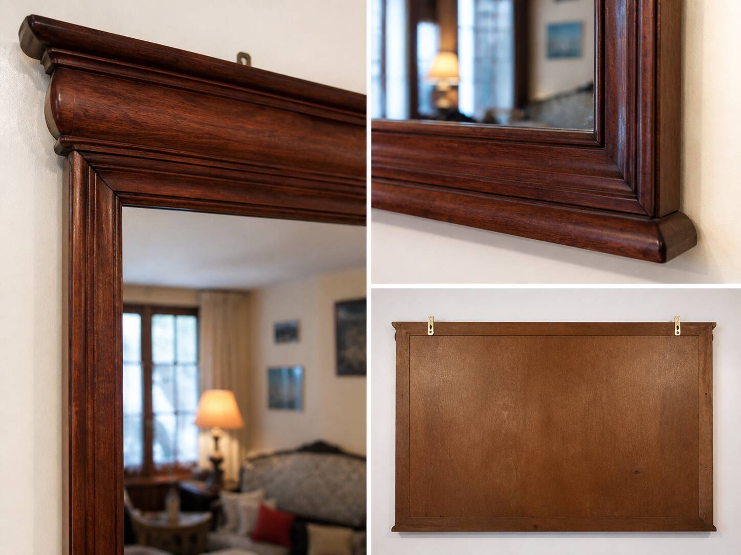 Large wall mirror in Louis-Philippe style made of solid wood.