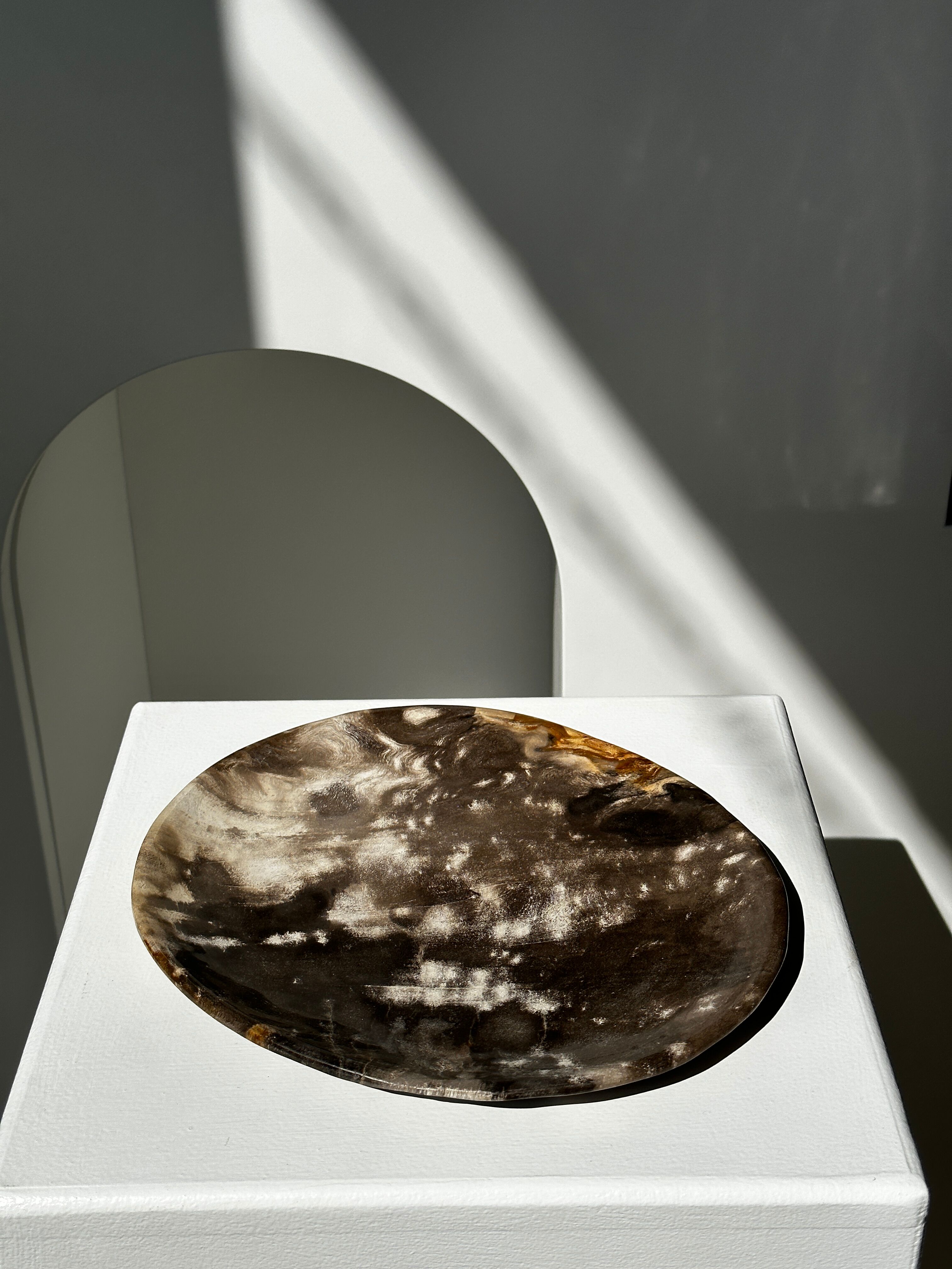 Dish in petrified wood