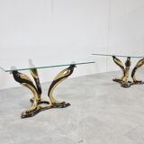 Pair of brass bird coffee tables, 1970s