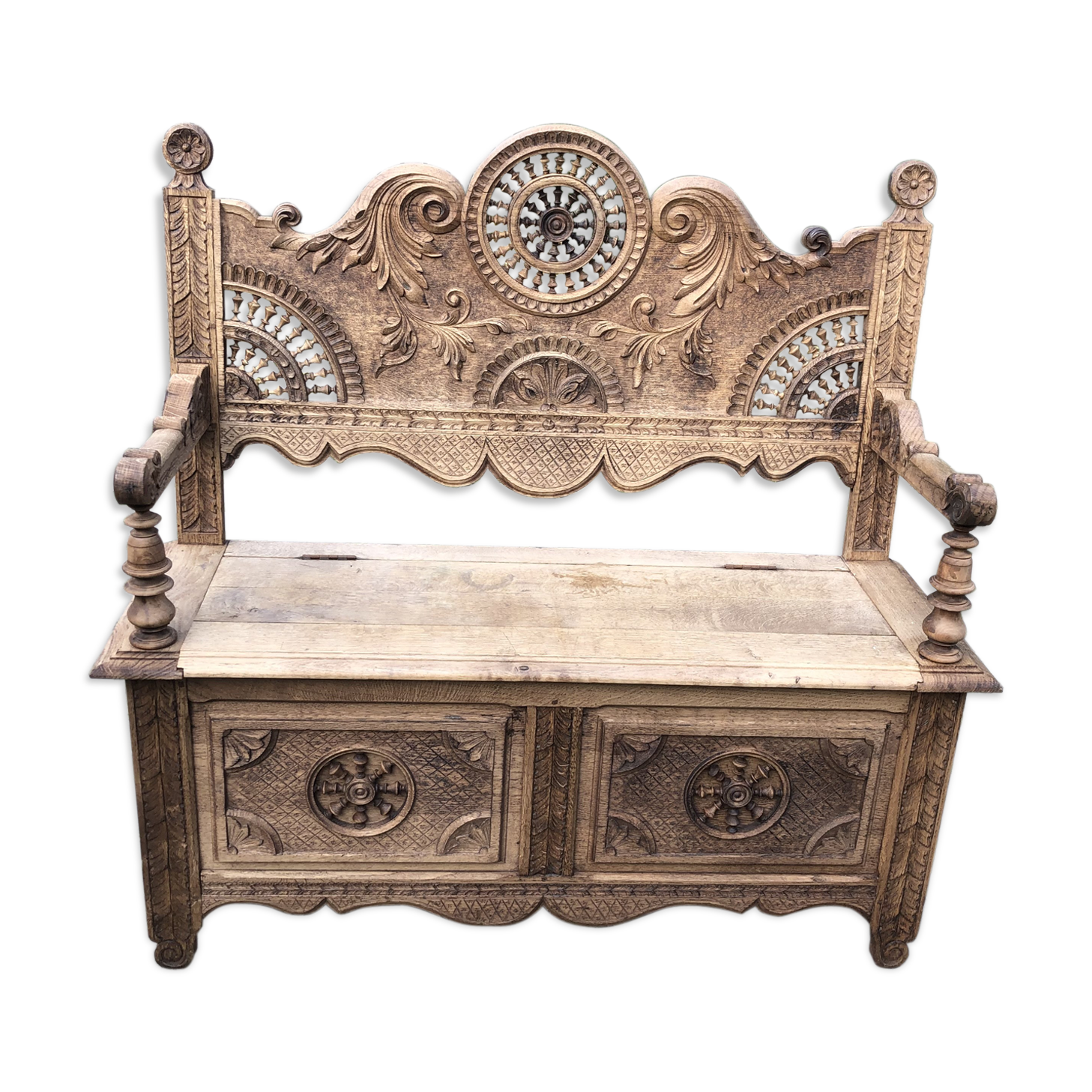 Brittany stripped oak bench