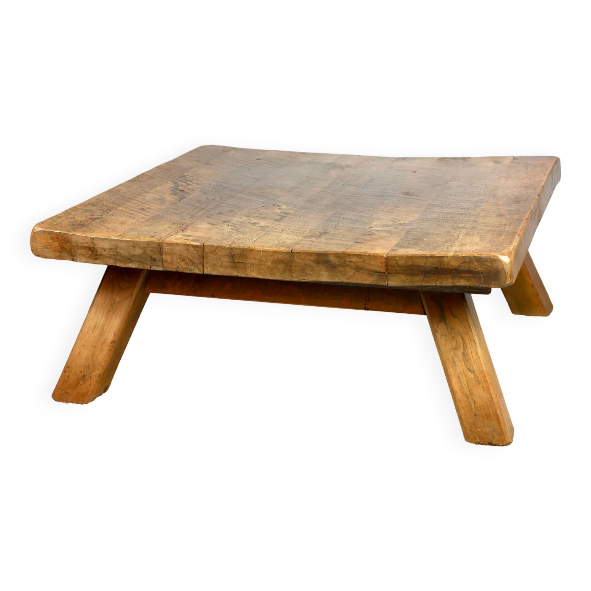 Brutalist solid oak coffee table