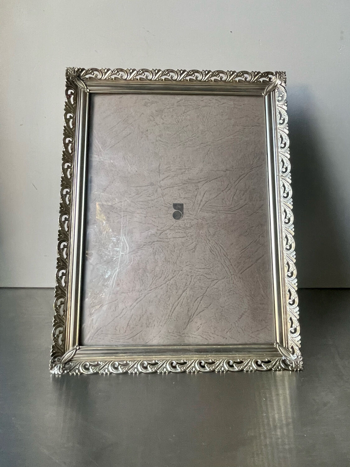 Metal vintage silver colored frame 26.5 cm x 20 cm  convex glass