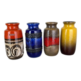 Set of Four Vintage Pottery Fat Lava Vases Made by Scheurich, Germany, 1970s