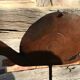Metal ashtray shaped snail on foot tumble type