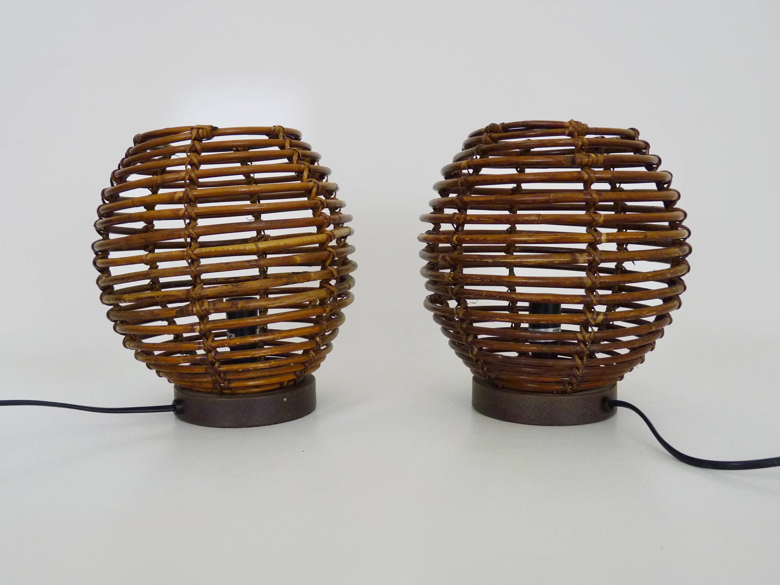 Paire de lampes en rotin Mathias des années 90
