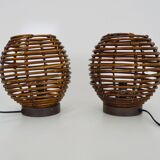 Pair of Mathias rattan lamps from the 90s