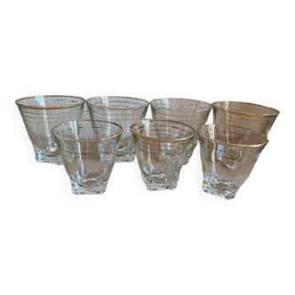 Set of vintage glasses with golden edging