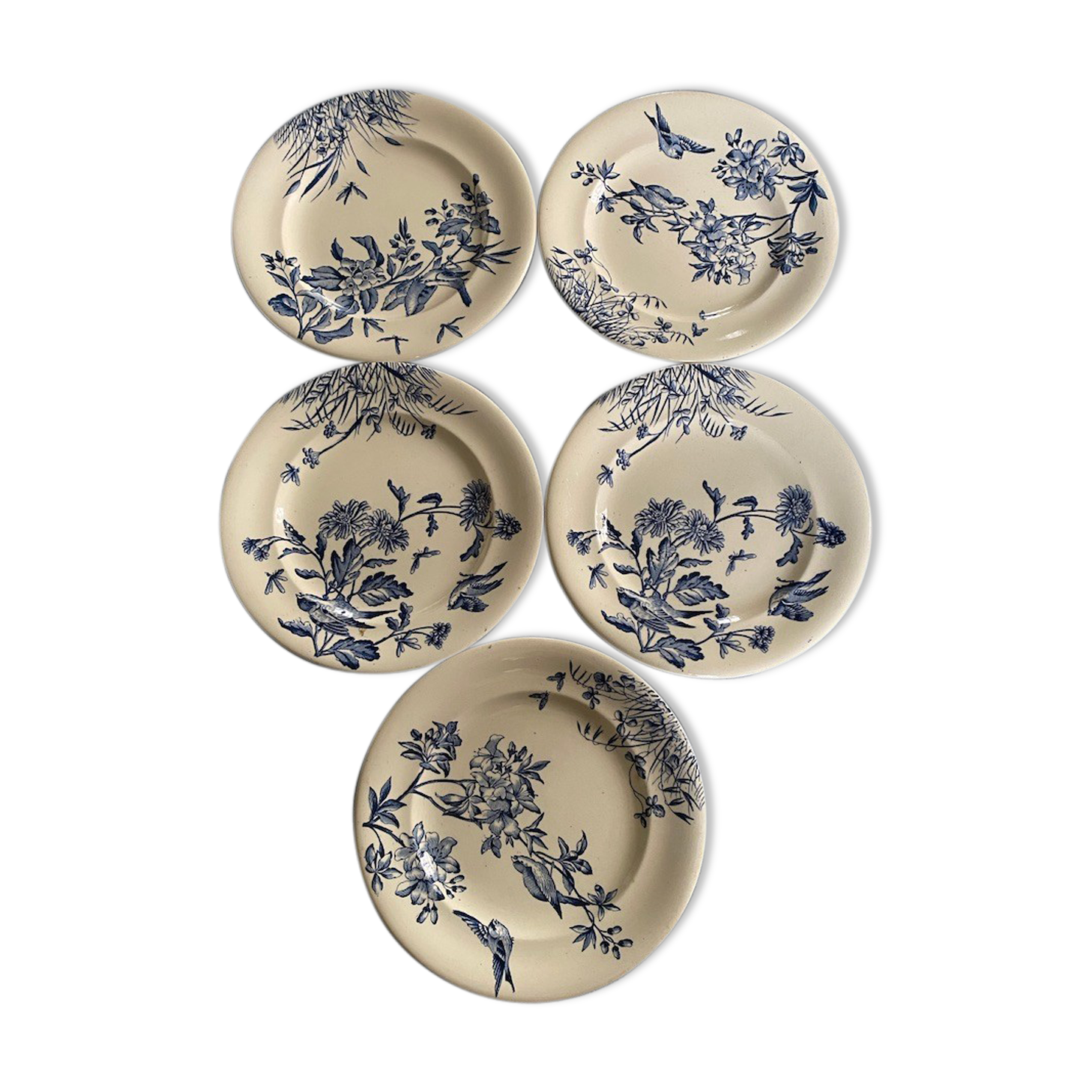 5 flat plates "Flowers" earth iron