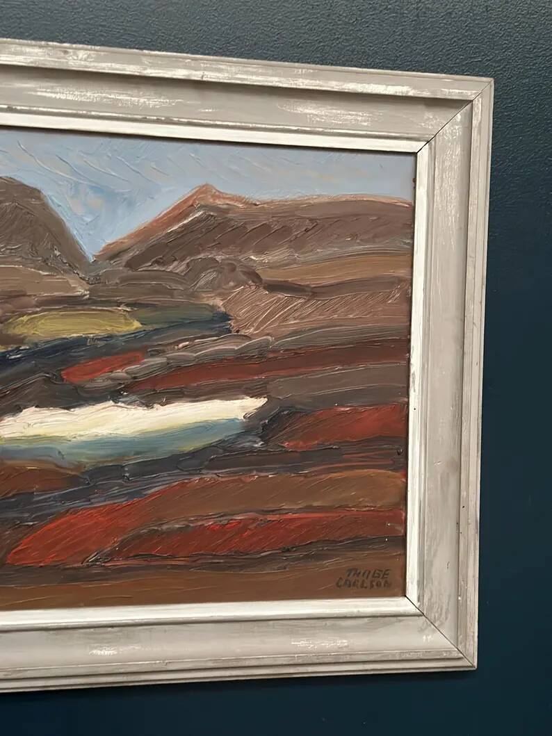 Original Swedish Oil on Panel – “Rustic Landscape” by Thage Carlson – Signed – Vintage & Framed – 72 × 61 cm (28.3" × 24")