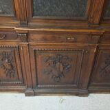 Glass-fronted walnut bookcase