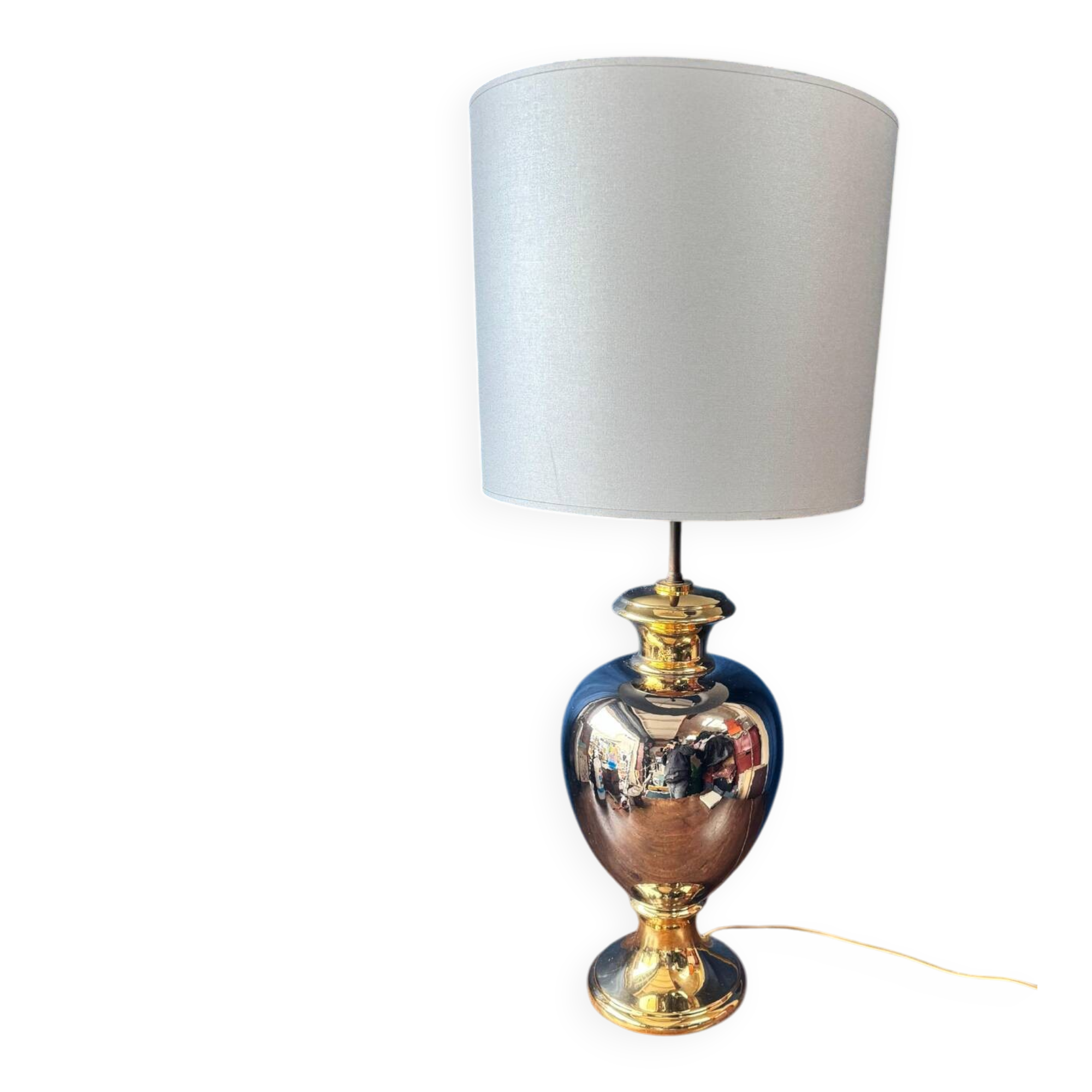 Italian design lamp in silver and gold ceramic. 1970s.