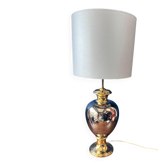 Lampe italienne design en céramique argentée & dorée. Années 70