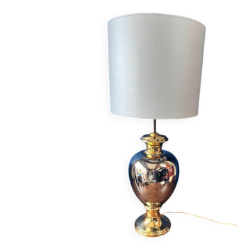 Italian design lamp in silver and gold ceramic. 1970s.