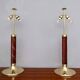 Burgundy Plexiglass and Brass Table Lamps by F. Loffredo, Italy 1980s
