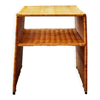 Wicker bedside table or side table from the 1960s.