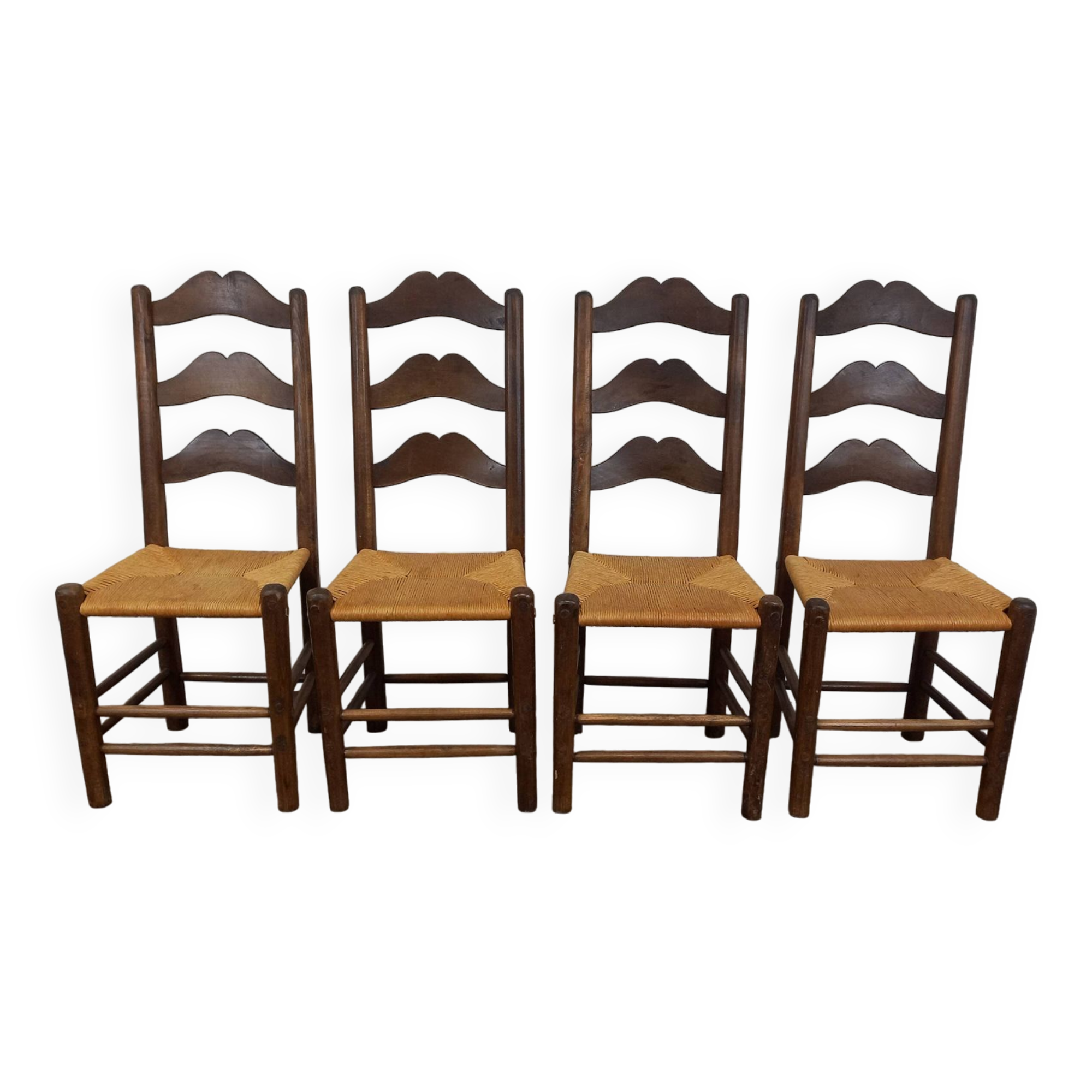 Straw brutalist chairs, set of 4