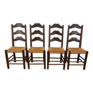 chaises brutalistes paillées, - lot