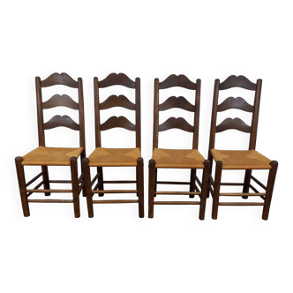 Straw brutalist chairs, set of 4