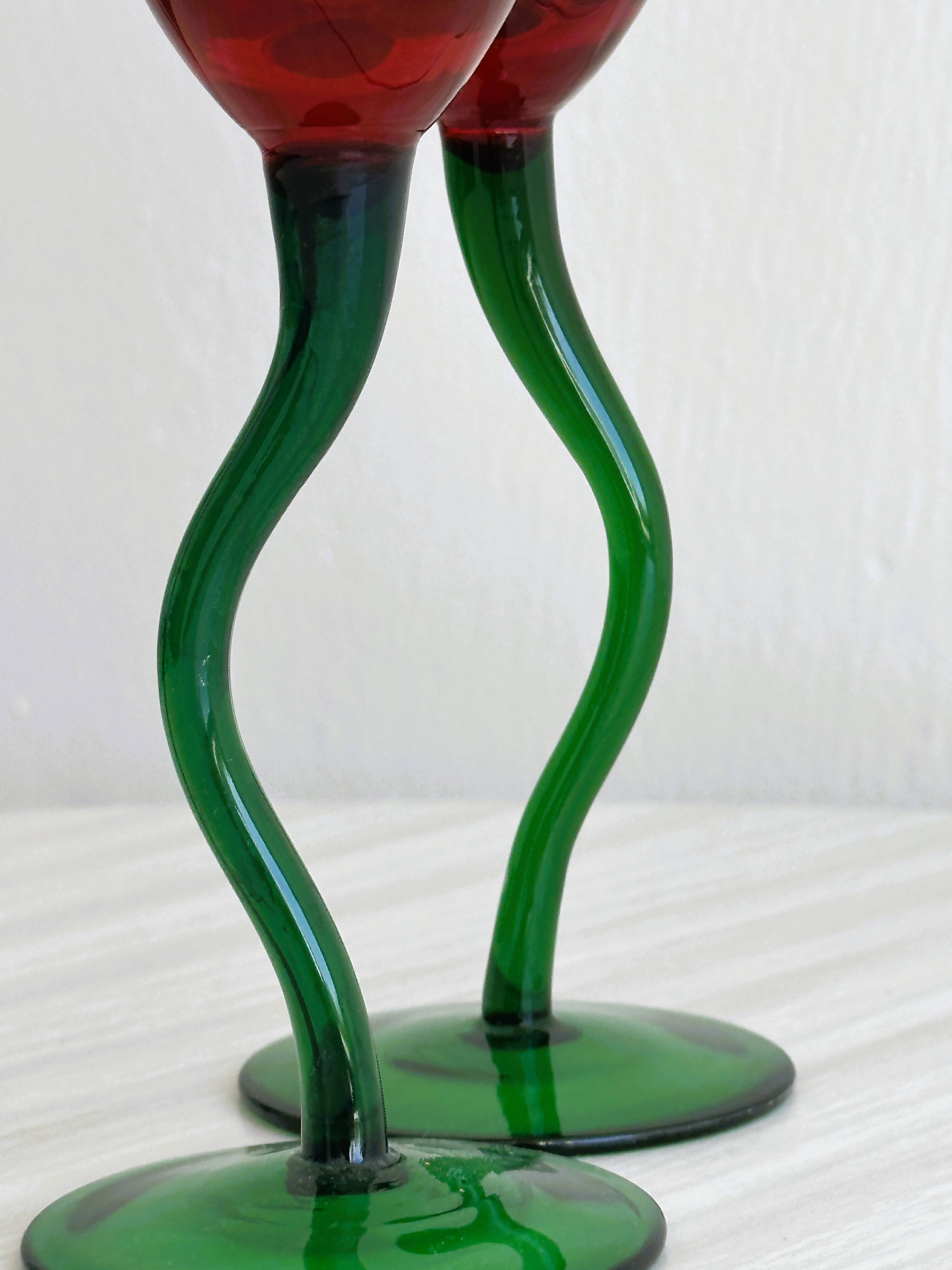 Pair of hand-blown orange glasses