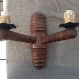 Brutalist turned wood wall light
