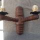 Brutalist turned wood wall light