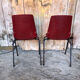 Pair of grosfillex chairs ref 2005 black metal and vintage burgundy shell -