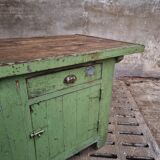 Antique workbench green kitchen island