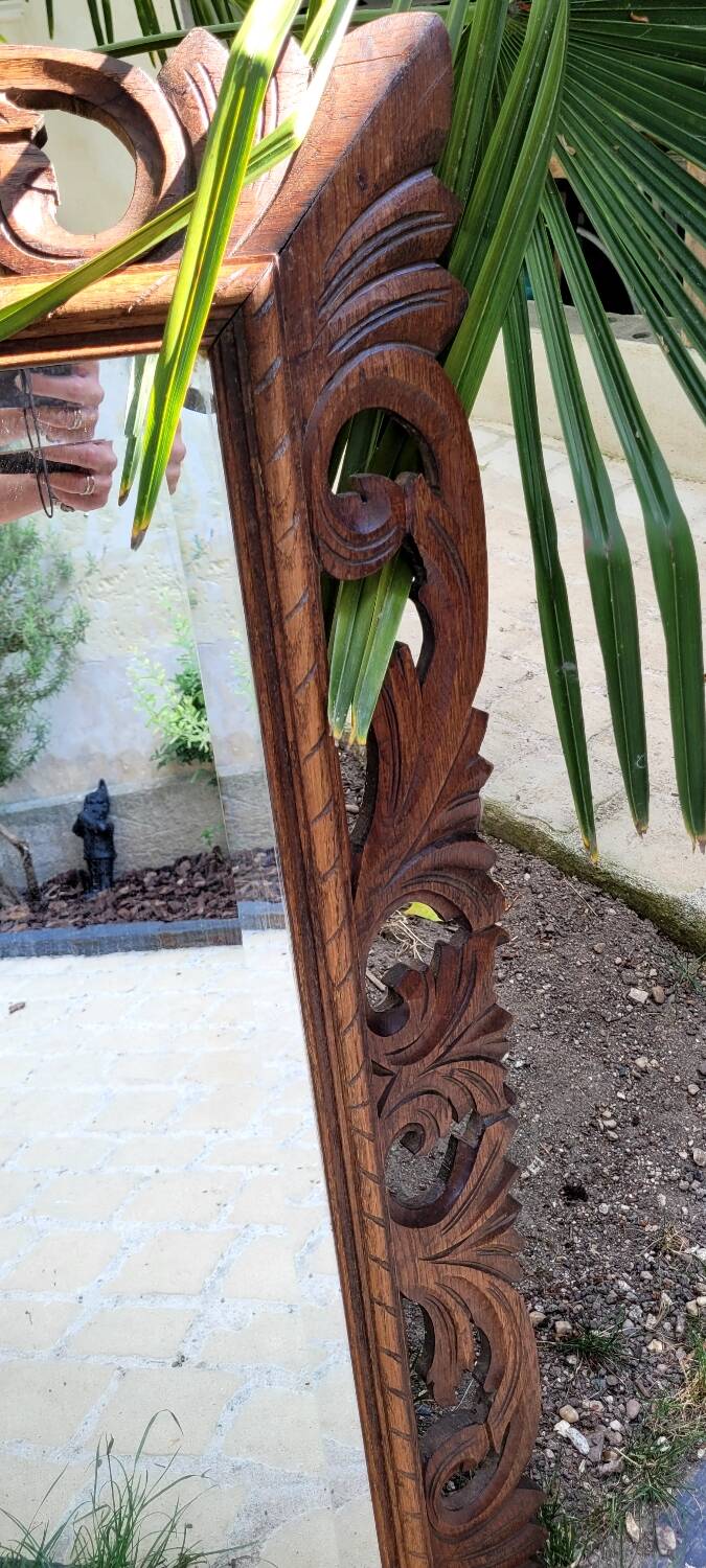 Huge antique Indonesian teak mirror