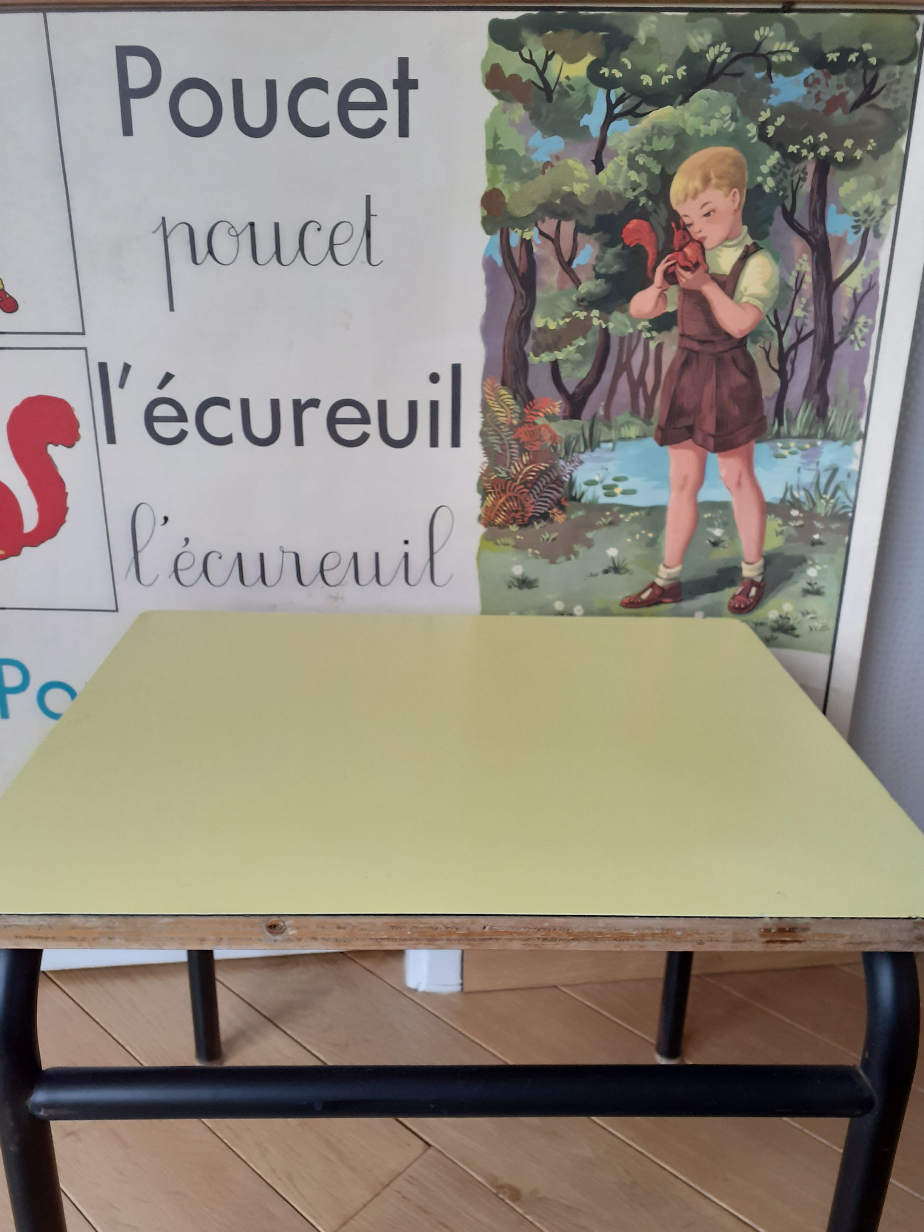 Small vintage school table and its little chair