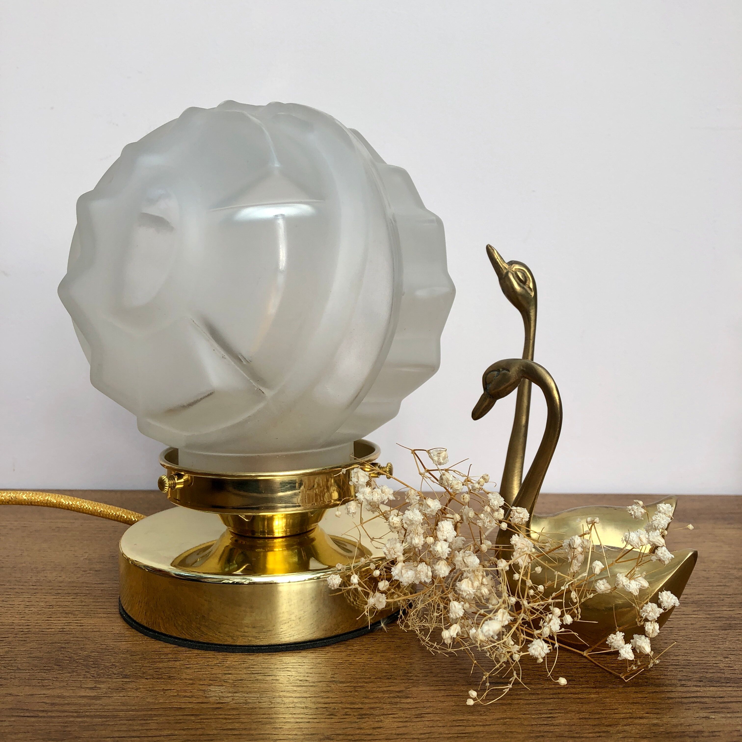 Vintage art deco globe installation lamp