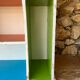 Wall-mounted or free-standing wooden locker shelf